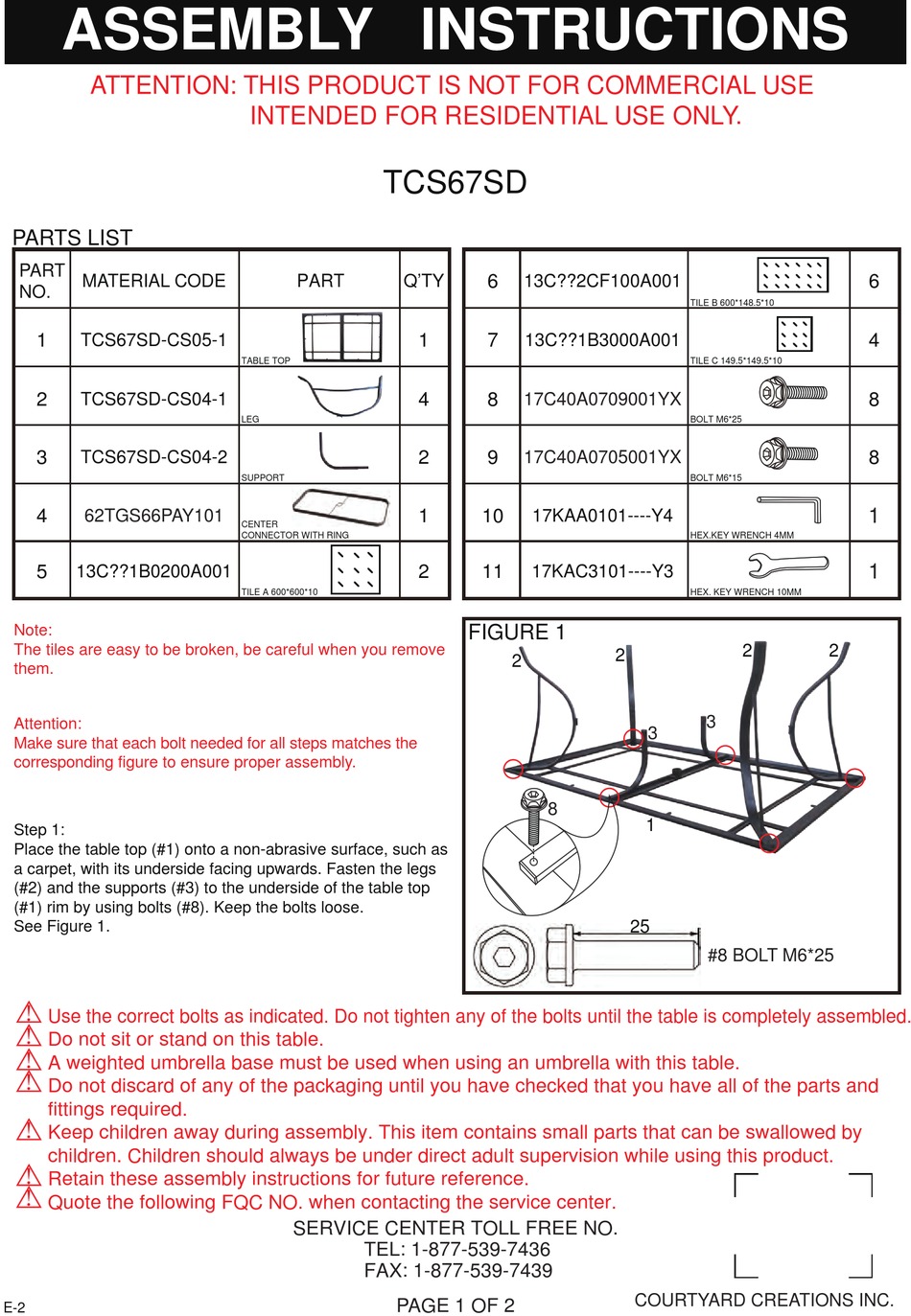 COURTYARD CREATIONS TCS67SD ASSEMBLY INSTRUCTIONS Pdf Download ManualsLib