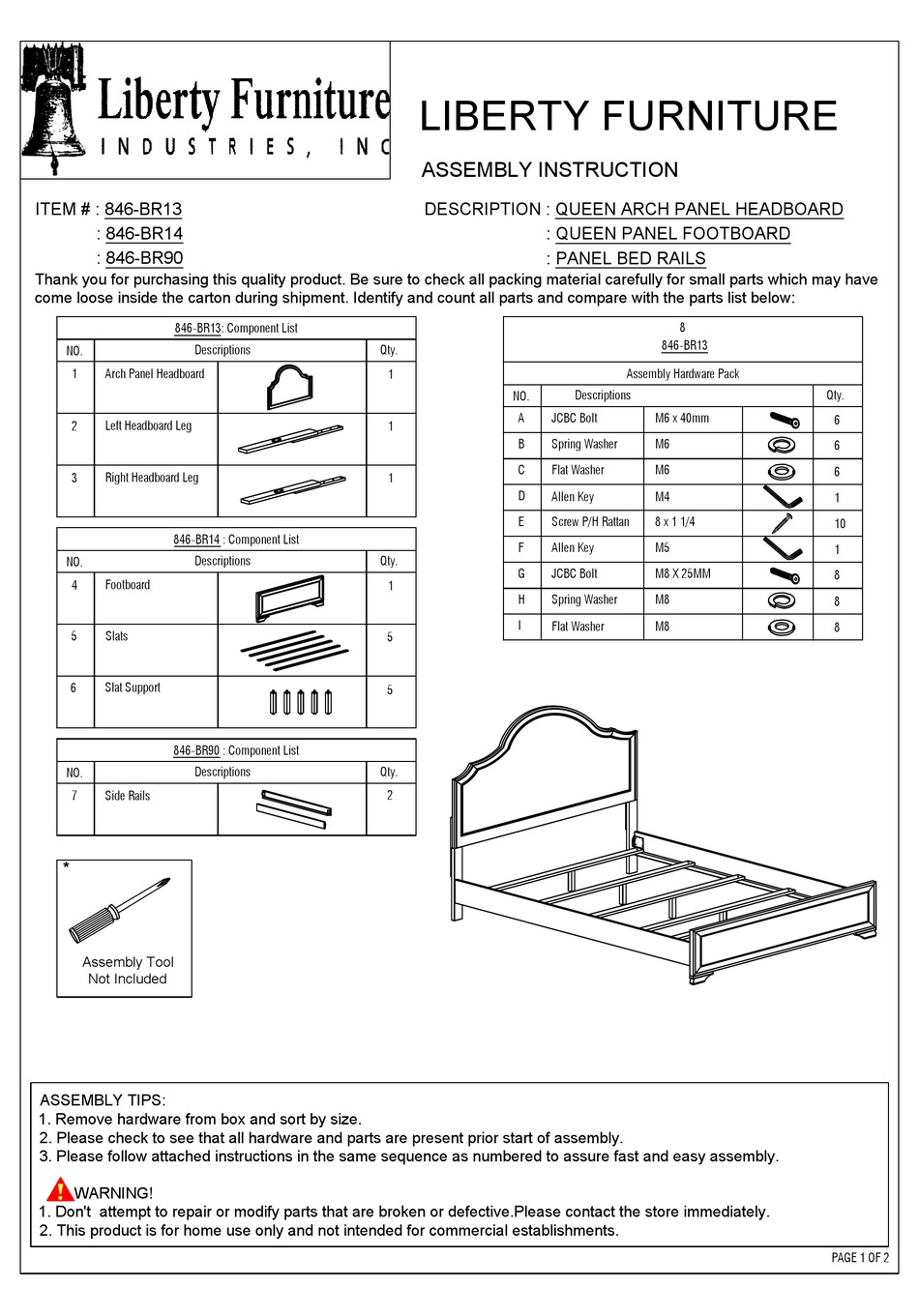 LIBERTY FURNITURE 846BR13 ASSEMBLY INSTRUCTION Pdf Download ManualsLib