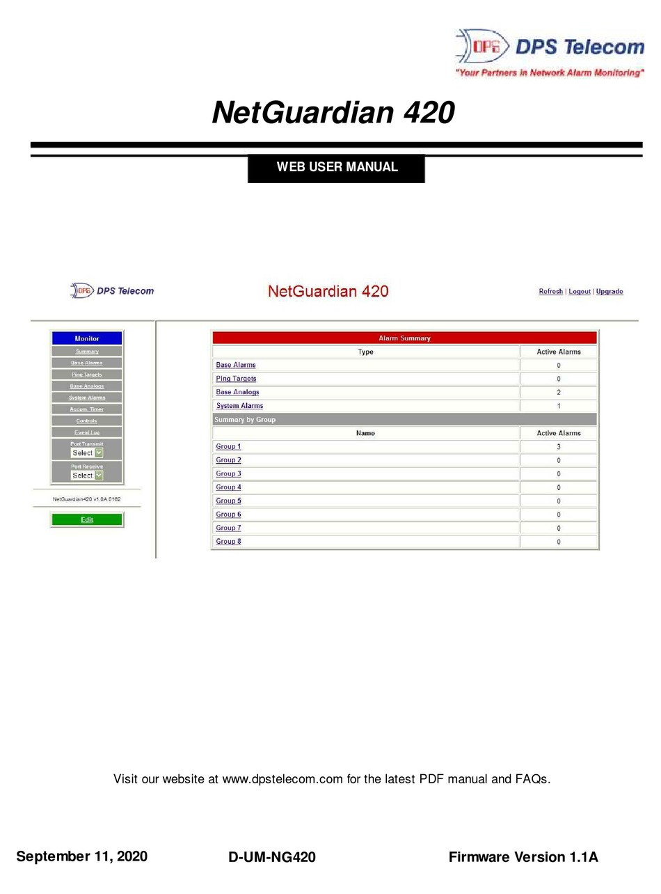 DPS NETGUARDIAN 420 WEB USER MANUAL Pdf Download ManualsLib