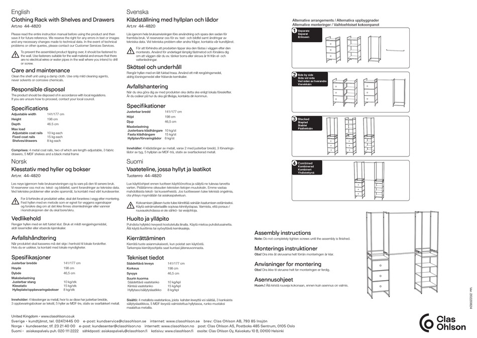 CLAS OHLSON 444820 ASSEMBLY INSTRUCTIONS Pdf Download ManualsLib