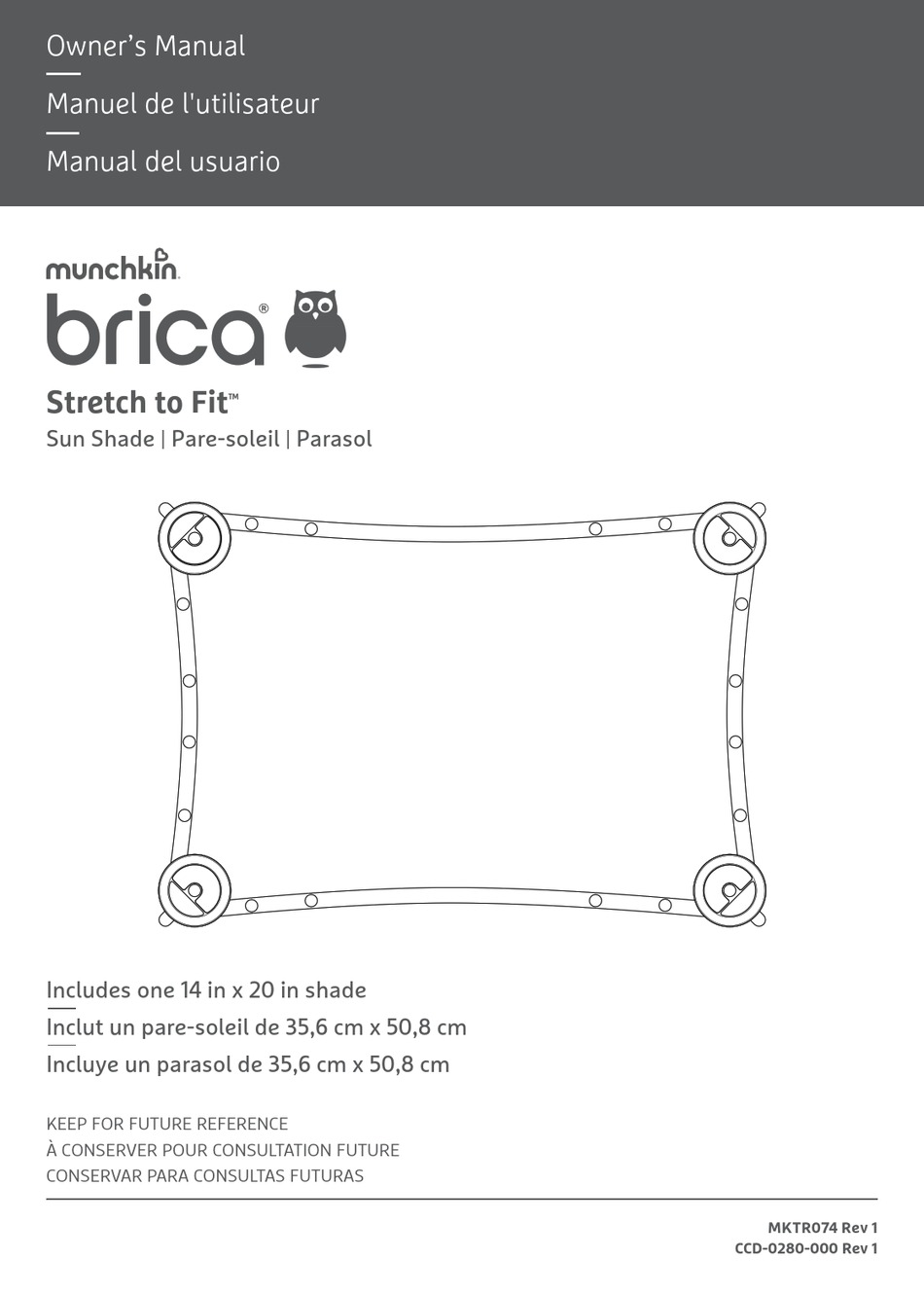 MUNCHKIN BRICA STRETCH TO FIT SUN SHADE OWNER'S MANUAL Pdf Download