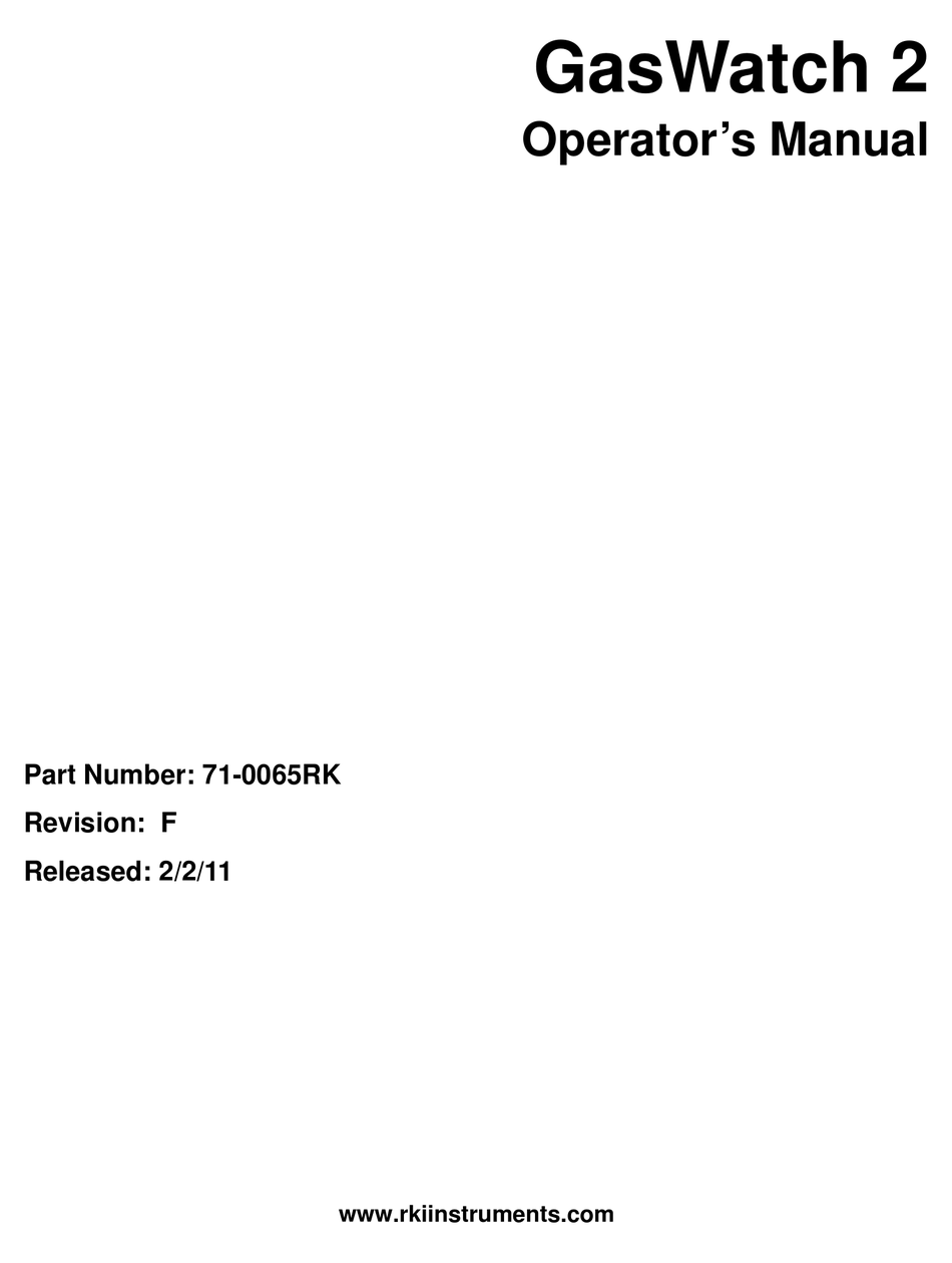 Rki Instruments Gaswatch 2 Operator's Manual Pdf Download 