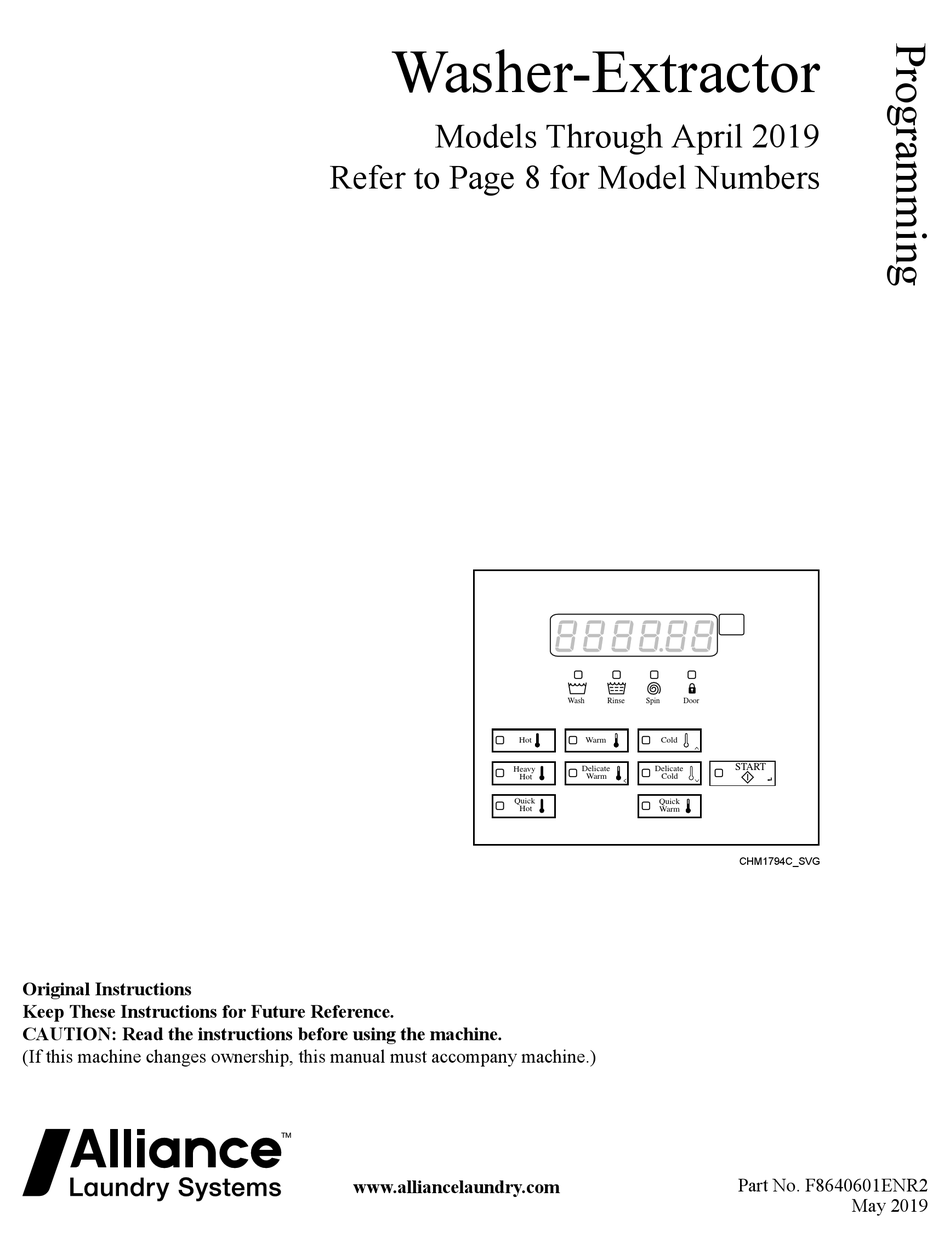 ALLIANCE LAUNDRY SYSTEMS HCT020QC MANUAL Pdf Download ManualsLib