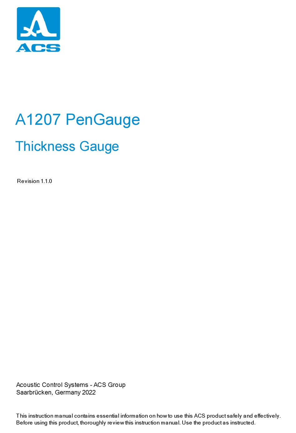 ACS A1207 PENGAUGE INSTRUCTION MANUAL Pdf Download | ManualsLib