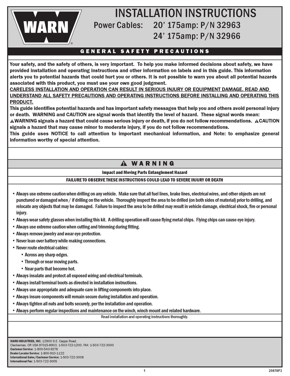 WARN 32963 INSTALLATION INSTRUCTIONS MANUAL Pdf Download ManualsLib