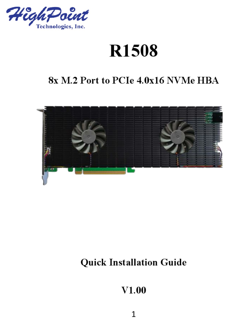 HIGHPOINT R1508 QUICK INSTALLATION MANUAL Pdf Download ManualsLib