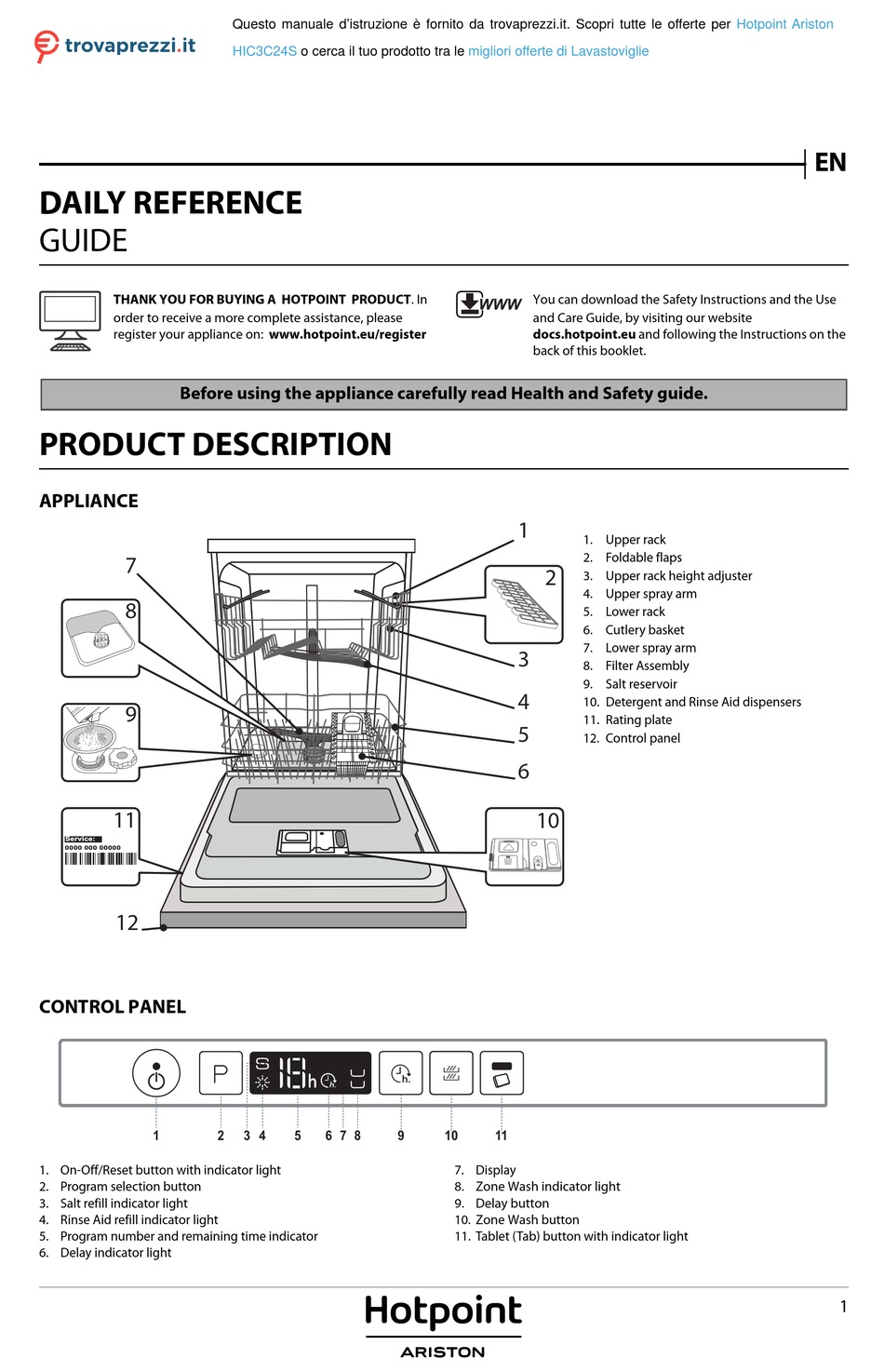 HOTPOINT ARISTON HIC3C24S DAILY REFERENCE MANUAL Pdf Download ManualsLib