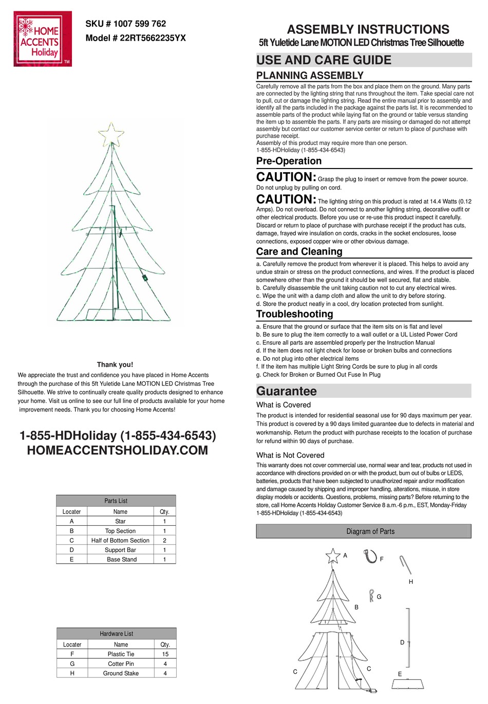 HOME ACCENTS HOLIDAY 22RT5662235YX ASSEMBLY INSTRUCTIONS Pdf Download