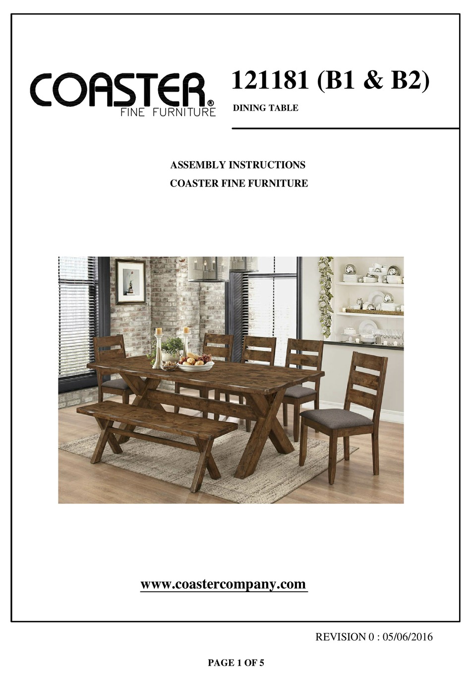 COASTER 121181 B1 ASSEMBLY INSTRUCTIONS Pdf Download ManualsLib