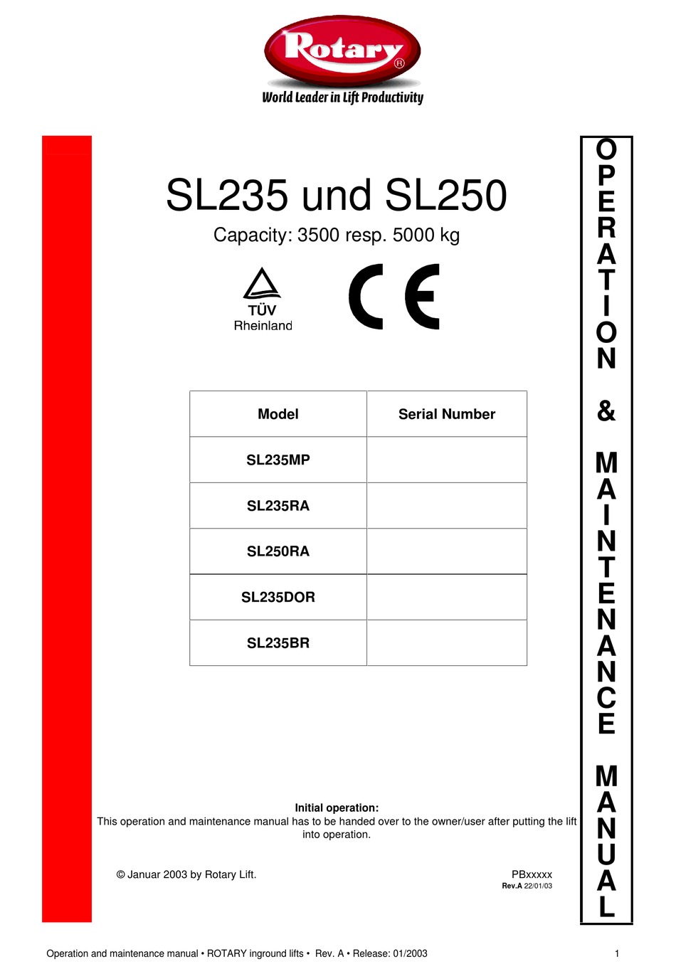 ROTARY SL235MP OPERATION & MAINTENANCE MANUAL Pdf Download ManualsLib