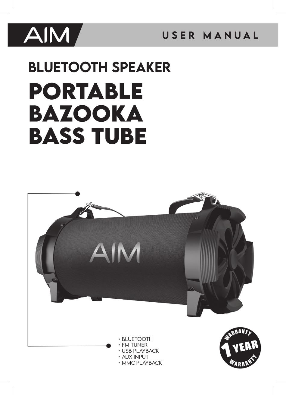 AIM PORTABLE BAZOOKA BASS TUBE BT68 USER MANUAL Pdf Download ManualsLib
