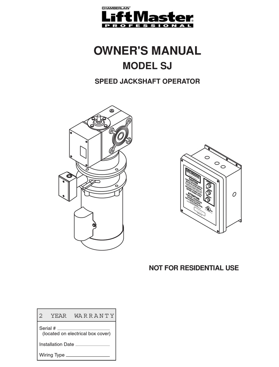 CHAMBERLAIN SJ OWNER'S MANUAL Pdf Download | ManualsLib