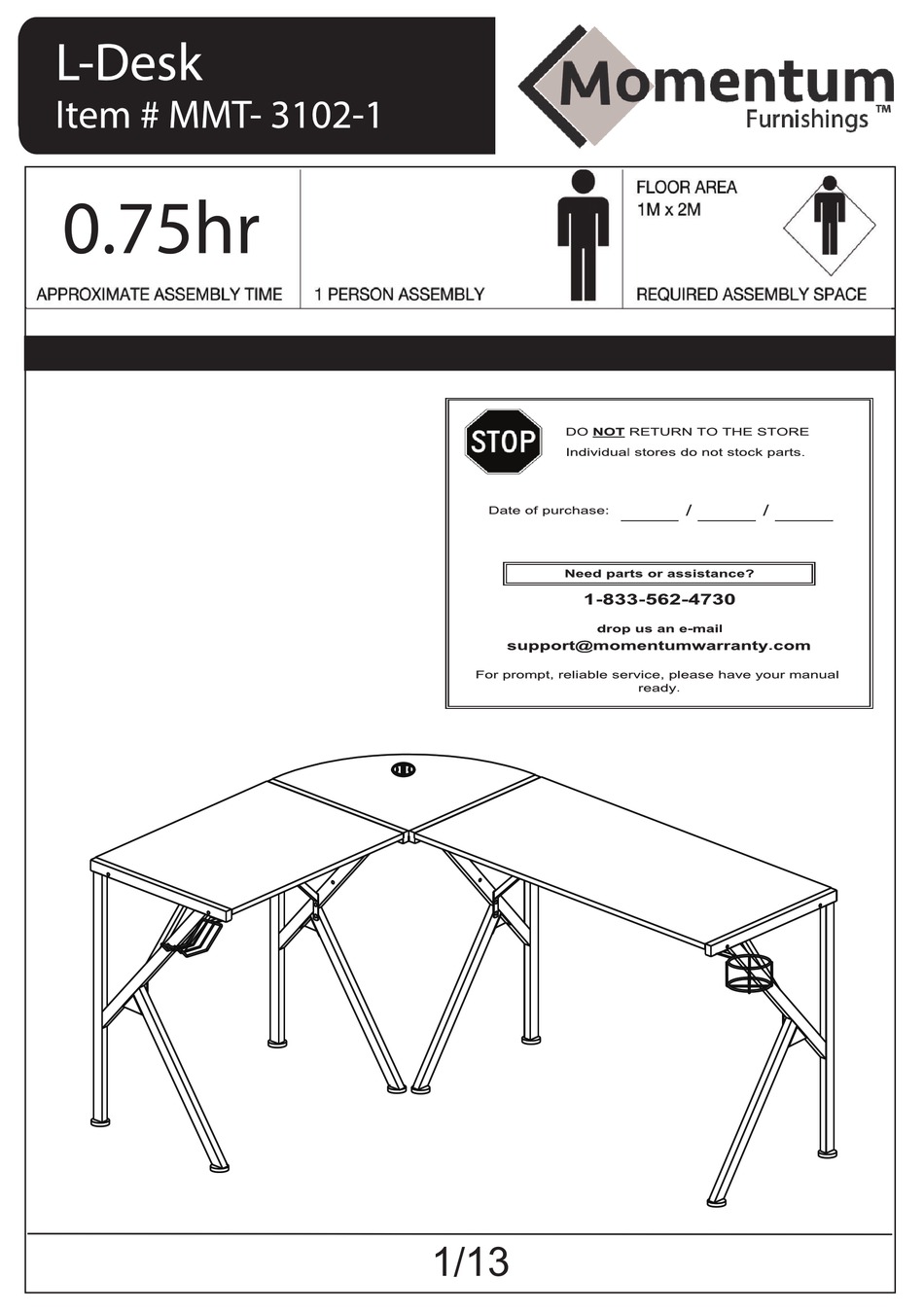 MOMENTUM MMT31021 ASSEMBLY INSTRUCTIONS MANUAL Pdf Download ManualsLib