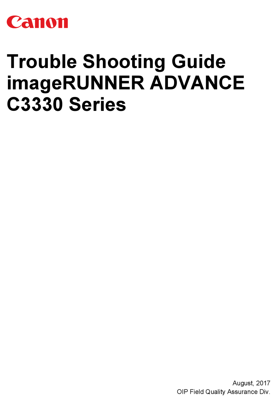 CANON IMAGERUNNER ADVANCE C3330 SERIES TROUBLESHOOTING MANUAL Pdf