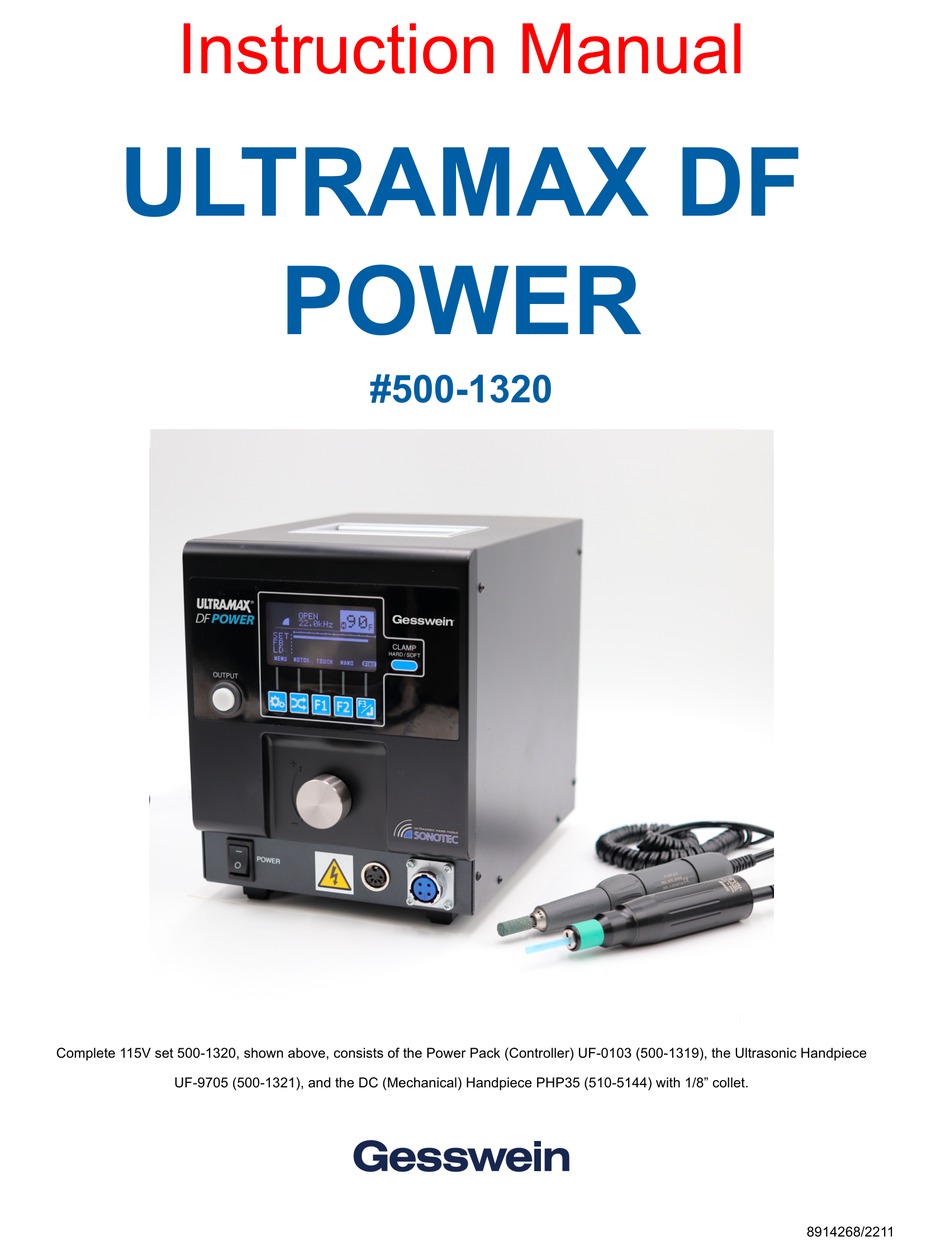GESSWEIN ULTRAMAX DF POWER UF0103 INSTRUCTION MANUAL Pdf Download