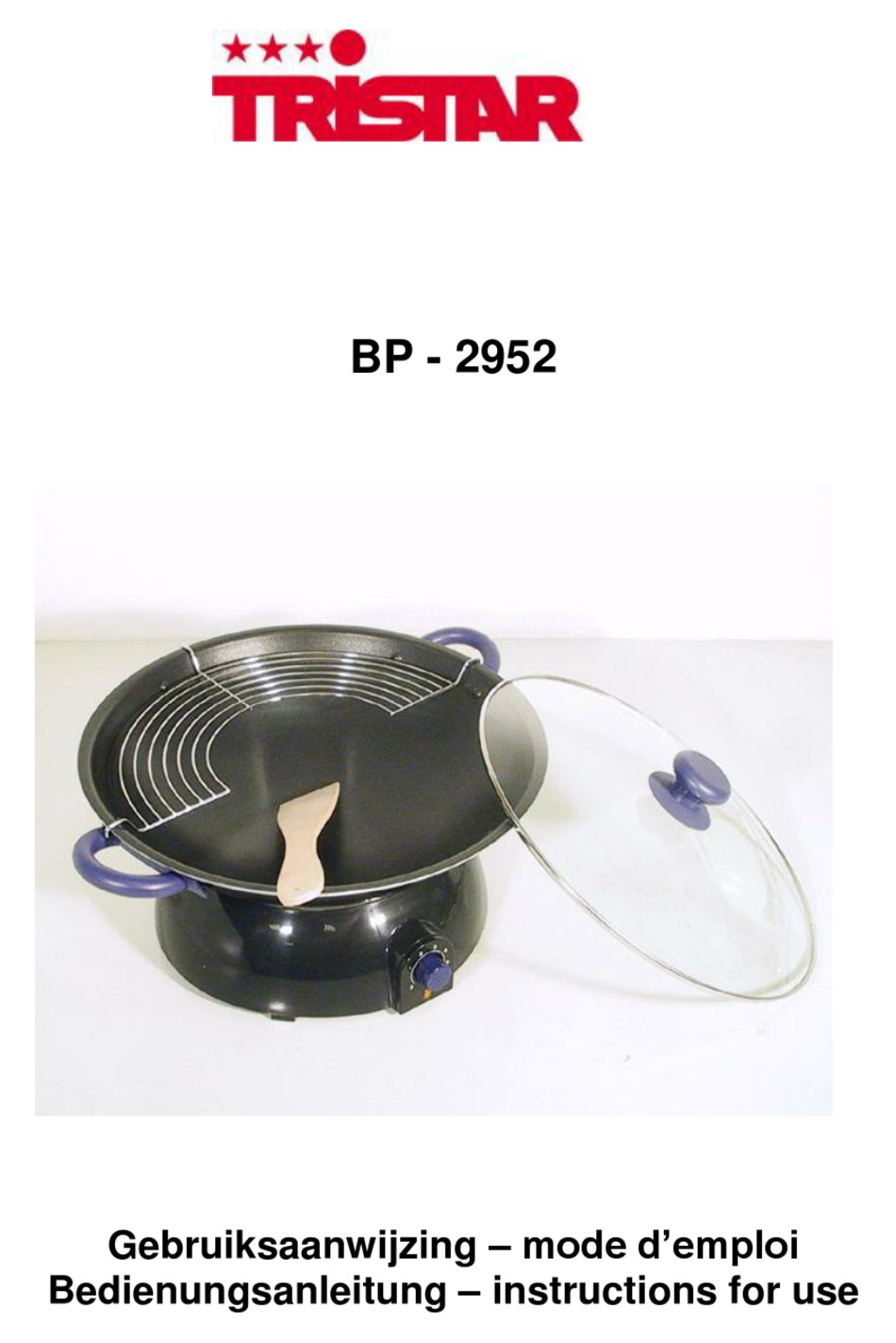 TRISTAR BP 2952 INSTRUCTIONS FOR USE MANUAL Pdf Download ManualsLib