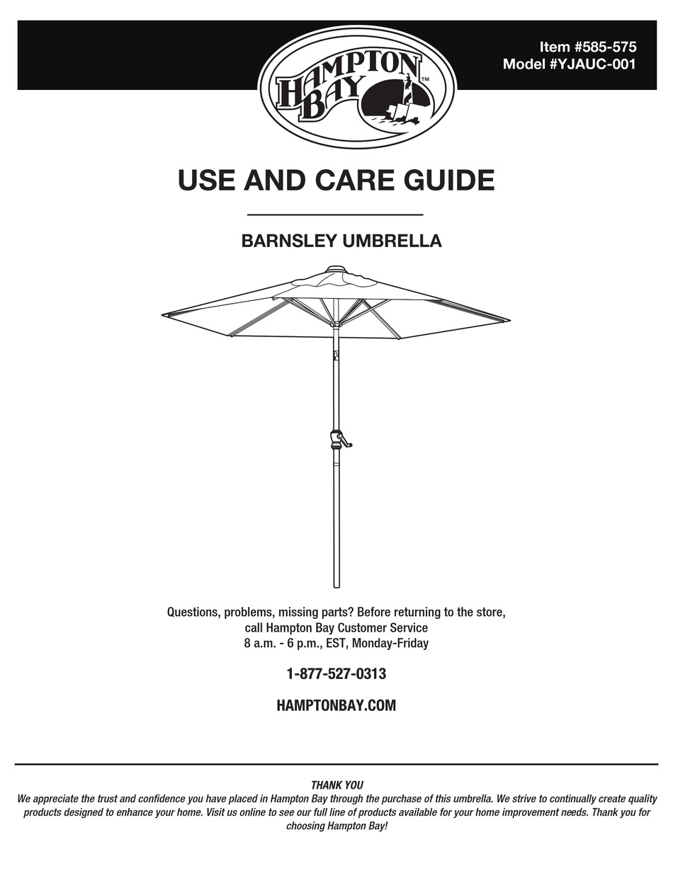 HAMPTON BAY BARNSLEY YJAUC-001 USE AND CARE MANUAL Pdf Download ...