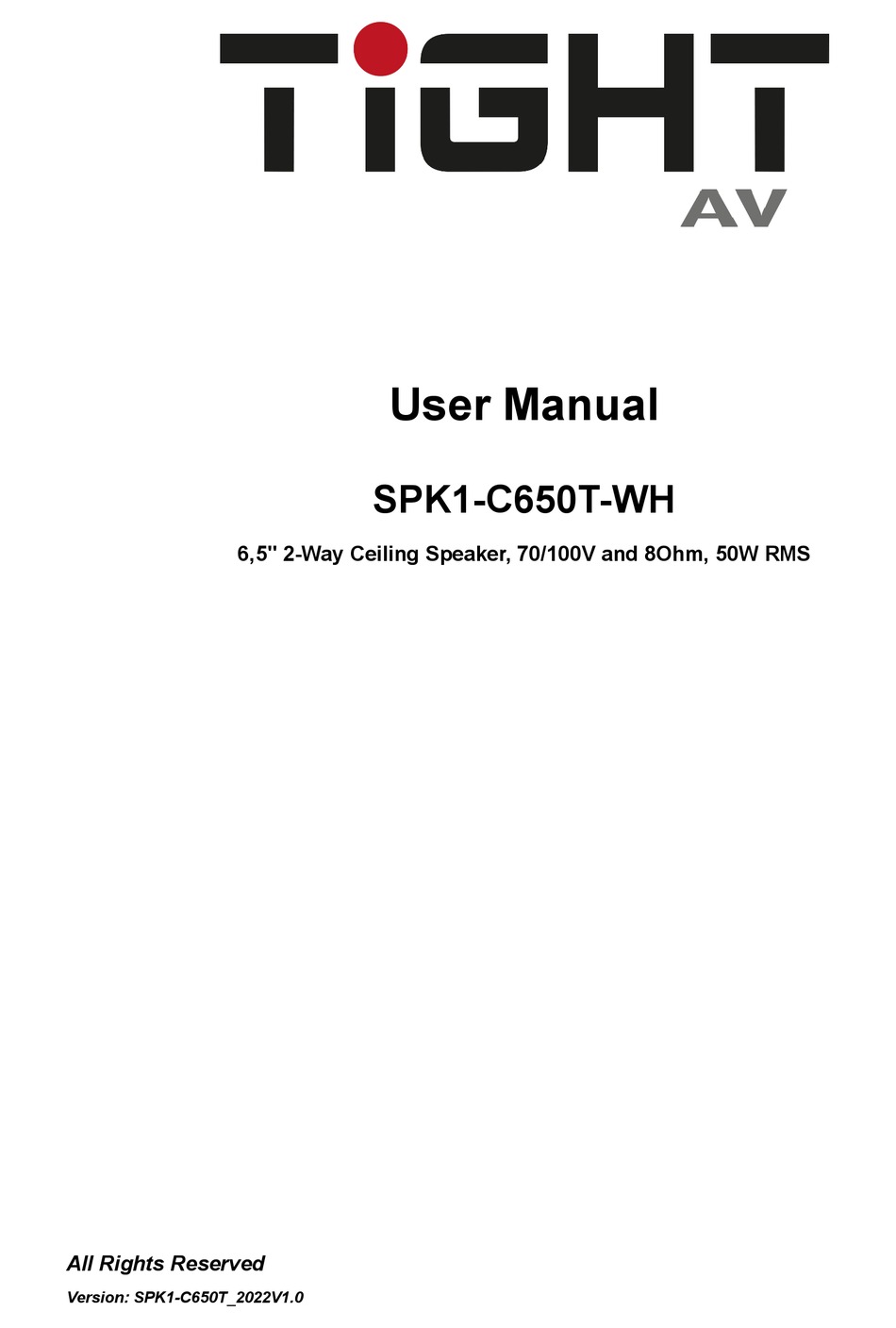 TIGHT AV SPK1C650TWH USER MANUAL Pdf Download ManualsLib