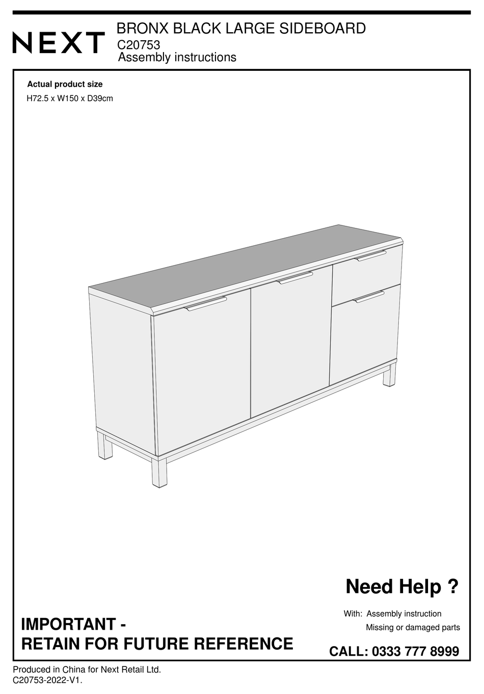 NEXT BRONX C20753 ASSEMBLY INSTRUCTIONS MANUAL Pdf Download ManualsLib