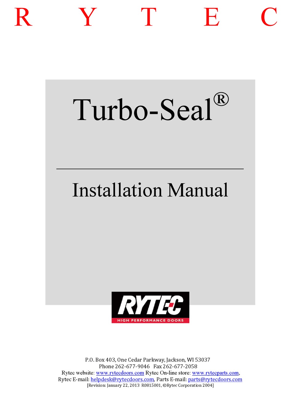 RYTEC TURBOSEAL INSTALLATION MANUAL Pdf Download ManualsLib