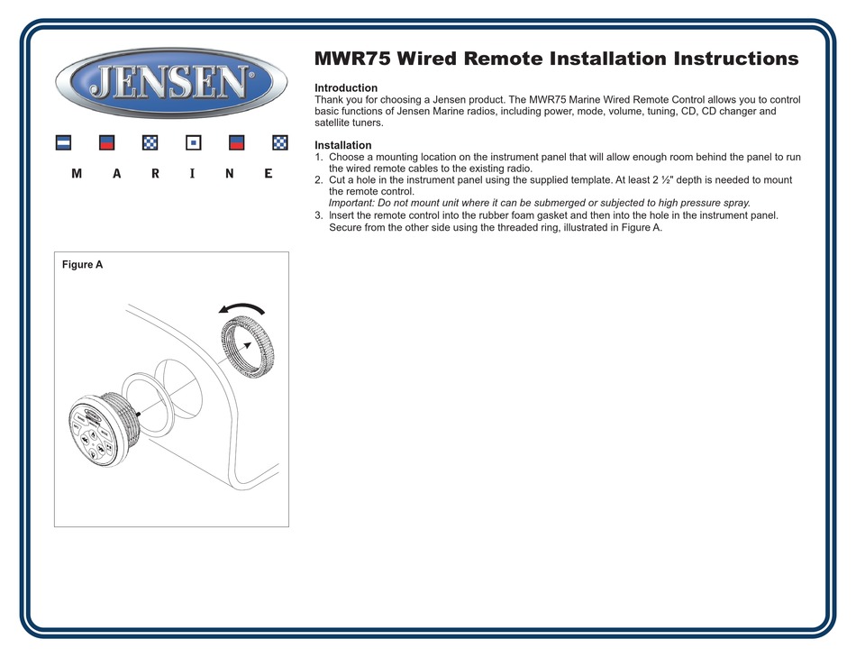 JENSEN MWR75 INSTALLATION INSTRUCTIONS Pdf Download ManualsLib