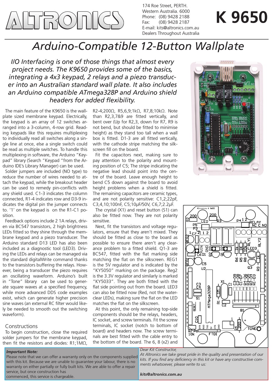 ALTRONICS K 9650 QUICK START MANUAL Pdf Download ManualsLib