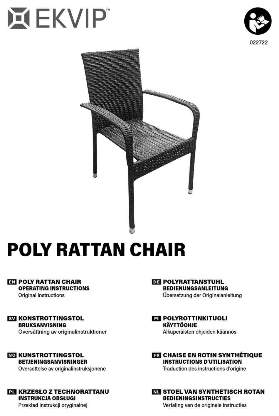 EKVIP POLY RATTAN CHAIR 022722 ORIGINAL INSTRUCTIONS MANUAL Pdf
