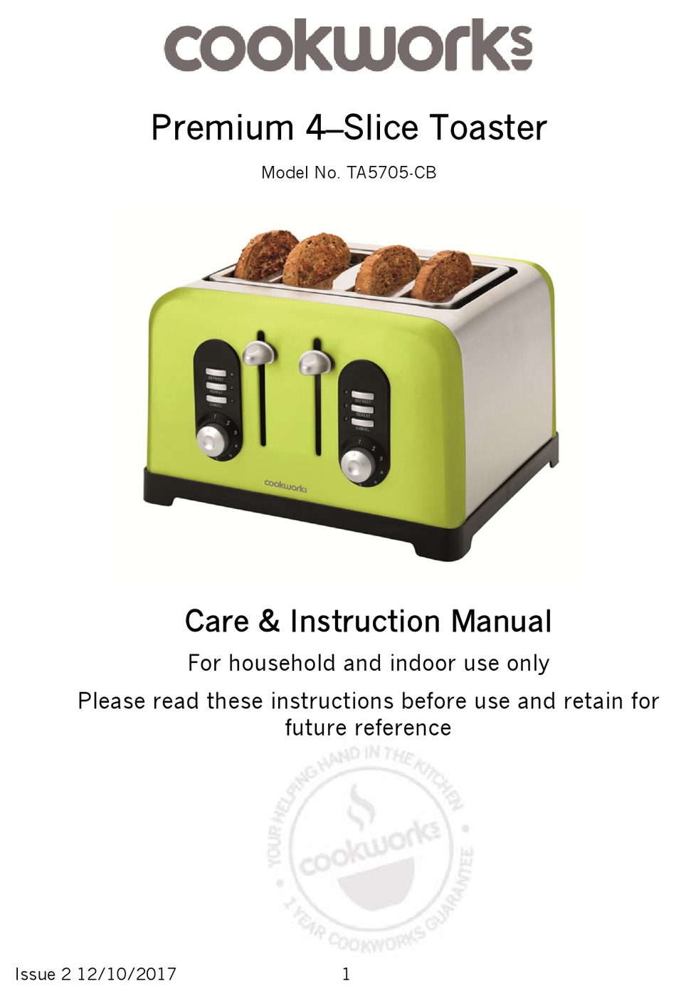 COOKWORKS TA5705CB CARE & INSTRUCTION MANUAL Pdf Download ManualsLib