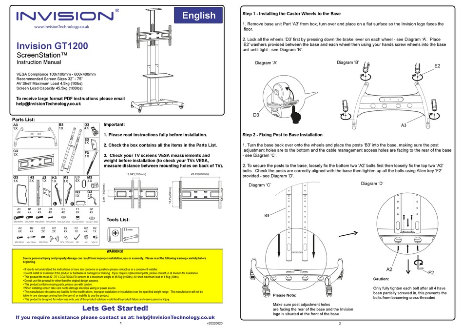 INVISION SCREENSTATION GT1200 INSTRUCTION MANUAL Pdf Download ManualsLib
