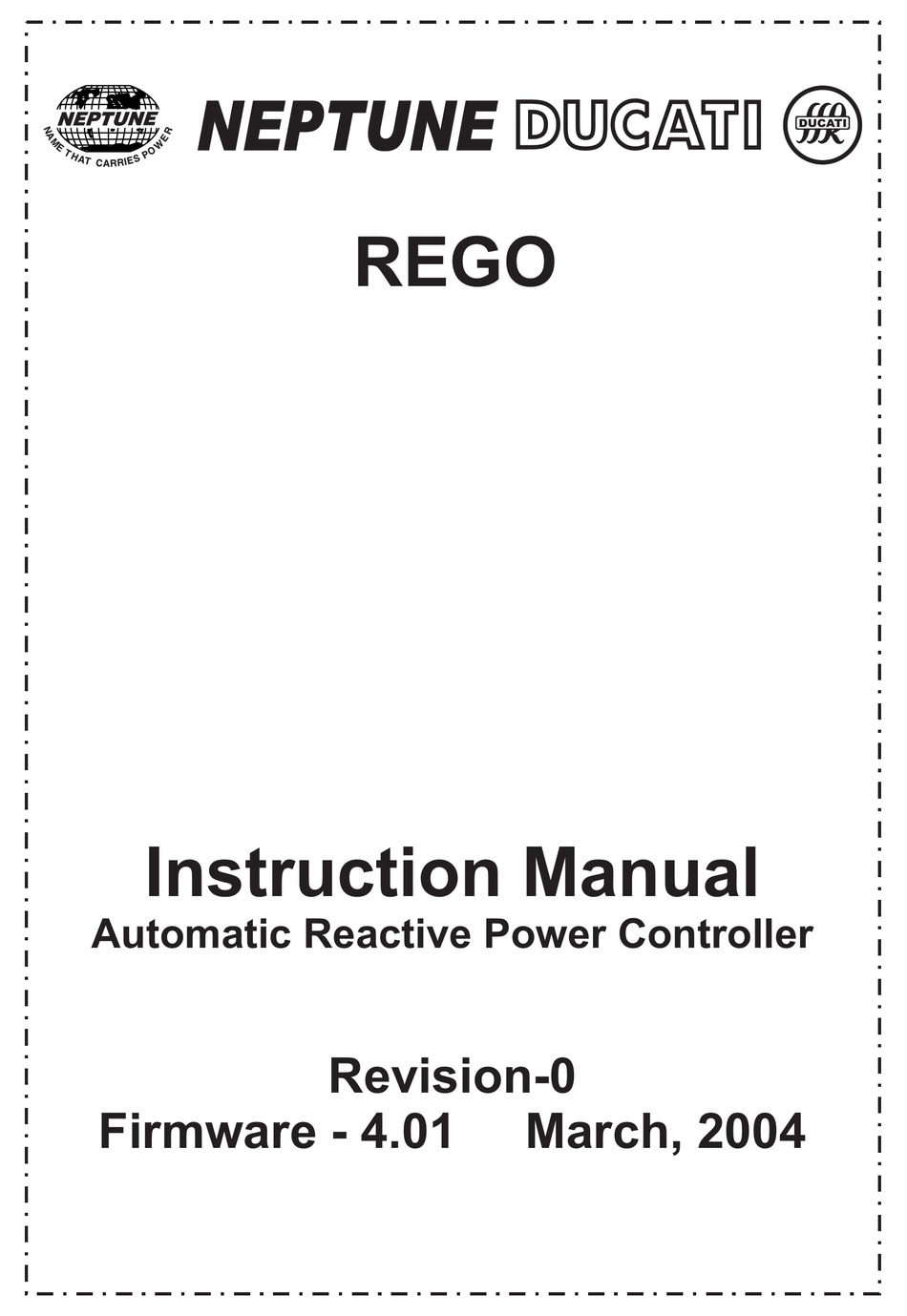NEPTUNE DUCATI REGO INSTRUCTION MANUAL Pdf Download ManualsLib