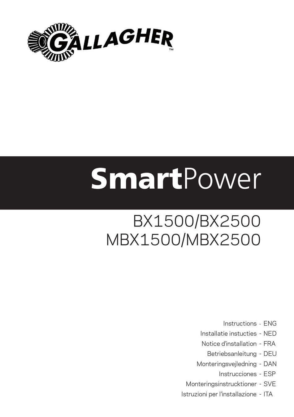 GALLAGHER SMARTPOWER BX1500 INSTRUCTIONS MANUAL Pdf Download ManualsLib
