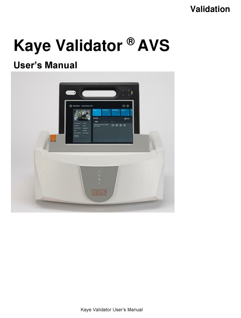 KAYE VALIDATOR AVS USER MANUAL Pdf Download ManualsLib