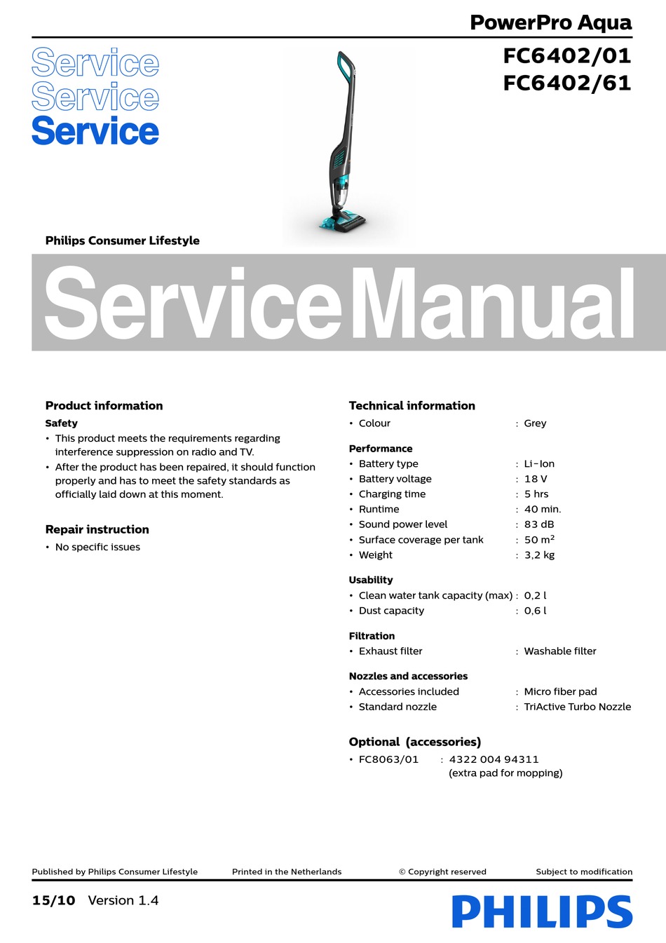 PHILIPS POWERPRO AQUA SERVICE MANUAL Pdf Download ManualsLib