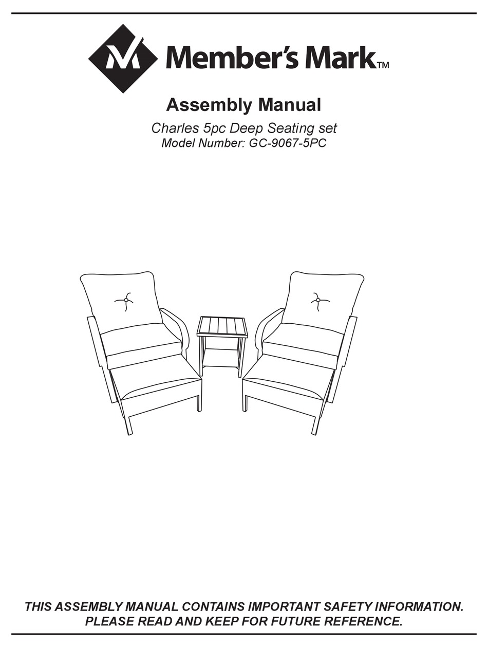 MEMBER'S MARK CHARLES GC-9067-5PC ASSEMBLY MANUAL Pdf Download | ManualsLib