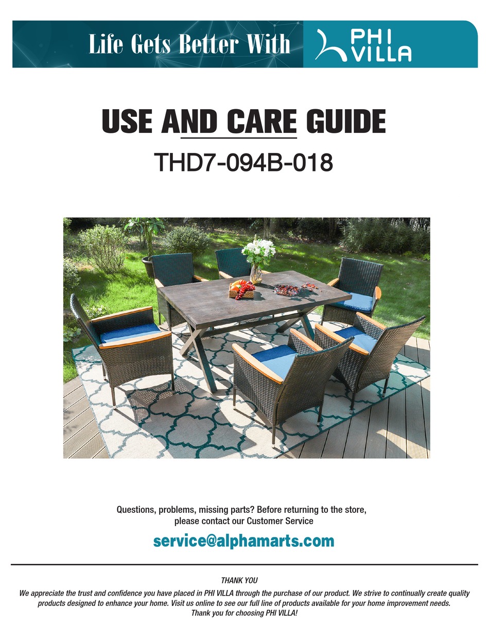 PHI VILLA THD7094B018 USE AND CARE MANUAL Pdf Download ManualsLib