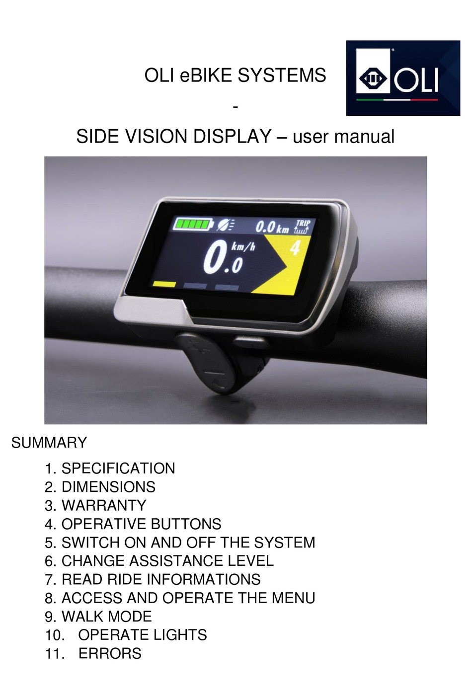 OLI SIDE VISION USER MANUAL Pdf Download ManualsLib