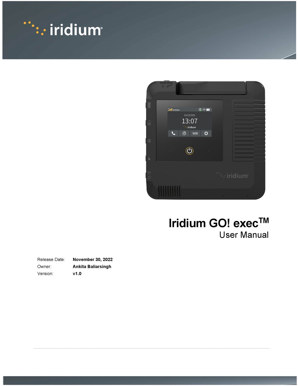 IRIDIUM GO! EXEC USER MANUAL Pdf Download ManualsLib