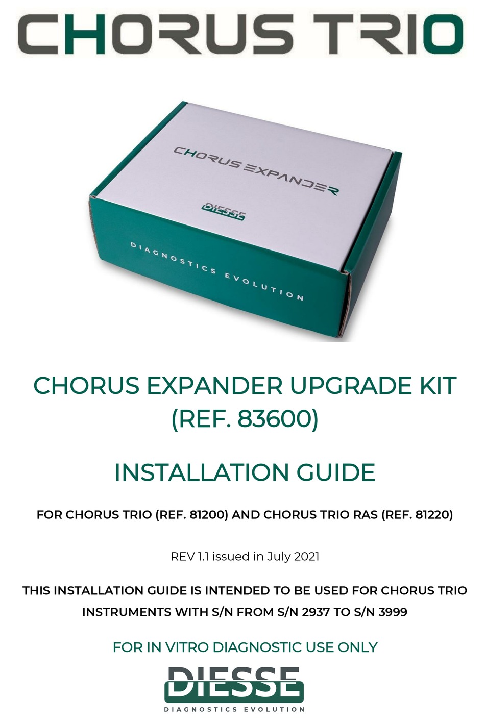 DIESSE CHORUS TRIO CHORUS EXPANDER UPGRADE KIT INSTALLATION MANUAL Pdf