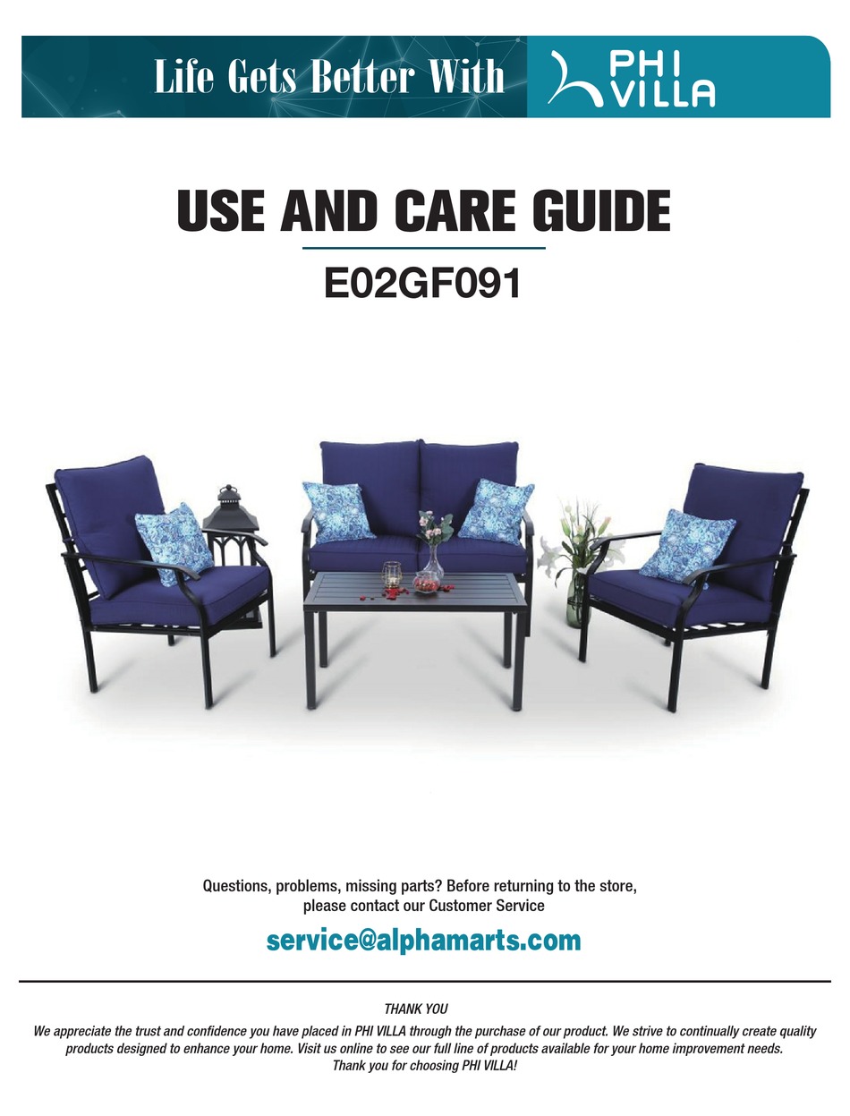 PHI VILLA E02GF091 USE AND CARE MANUAL Pdf Download ManualsLib