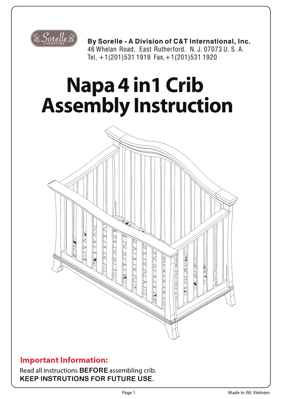 SORELLE NAPA4 ASSEMBLY INSTRUCTION MANUAL Pdf Download ManualsLib