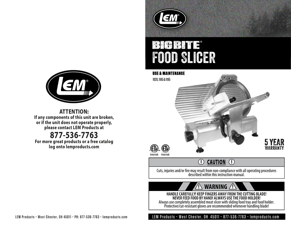 LEM BIG BITE 1020 QUICK START MANUAL Pdf Download ManualsLib