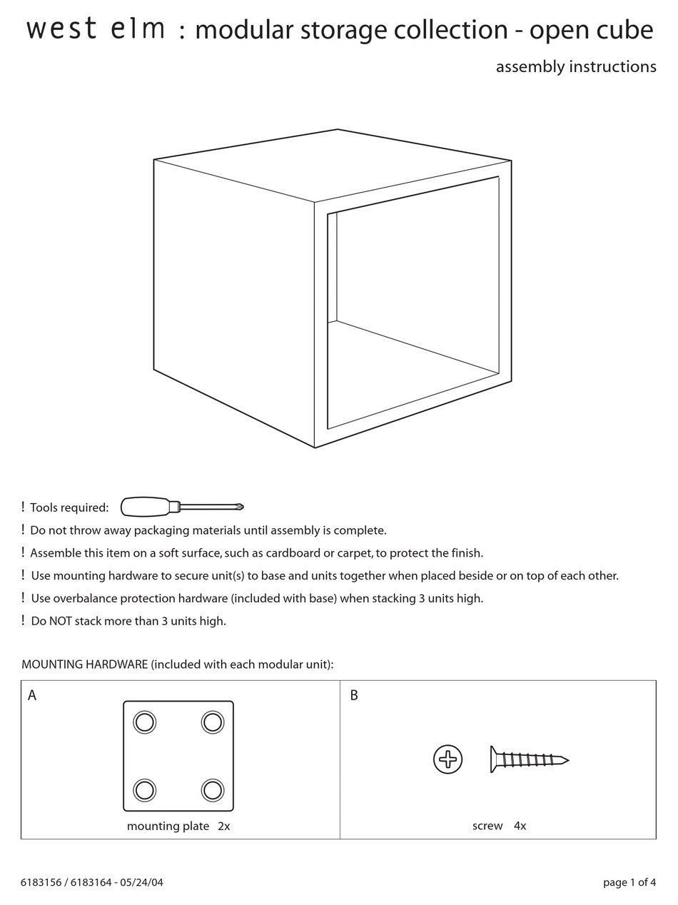 WEST ELM MODULAR STORAGE 6183156 ASSEMBLY INSTRUCTIONS Pdf Download