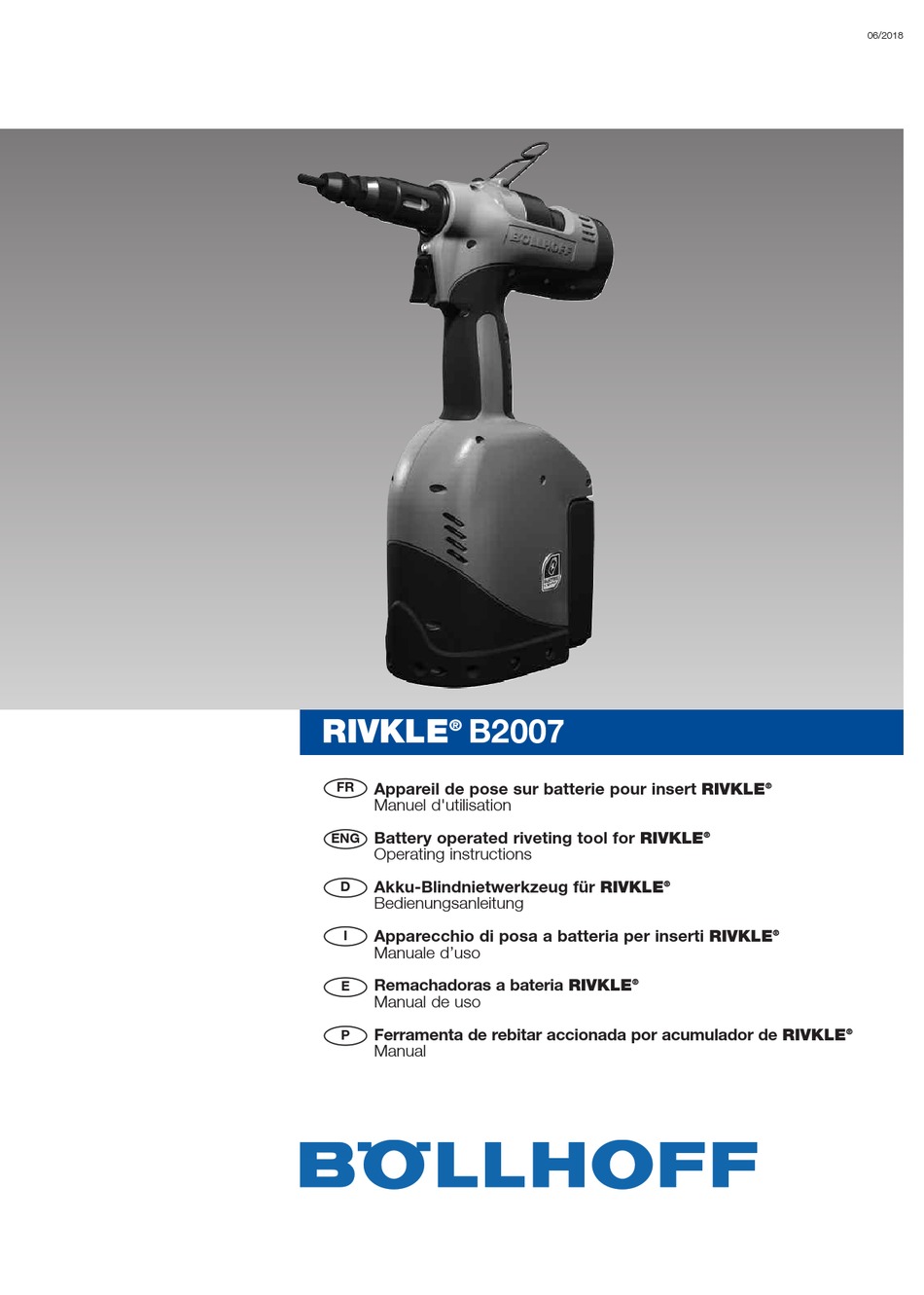 BOLLHOFF RIVKLE B2007 OPERATING INSTRUCTIONS MANUAL Pdf Download