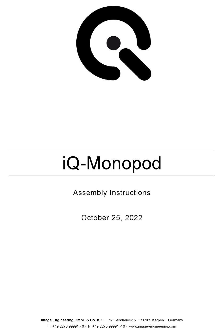 IMAGE ENGINEERING IQMONOPOD ASSEMBLY INSTRUCTIONS MANUAL Pdf Download ManualsLib