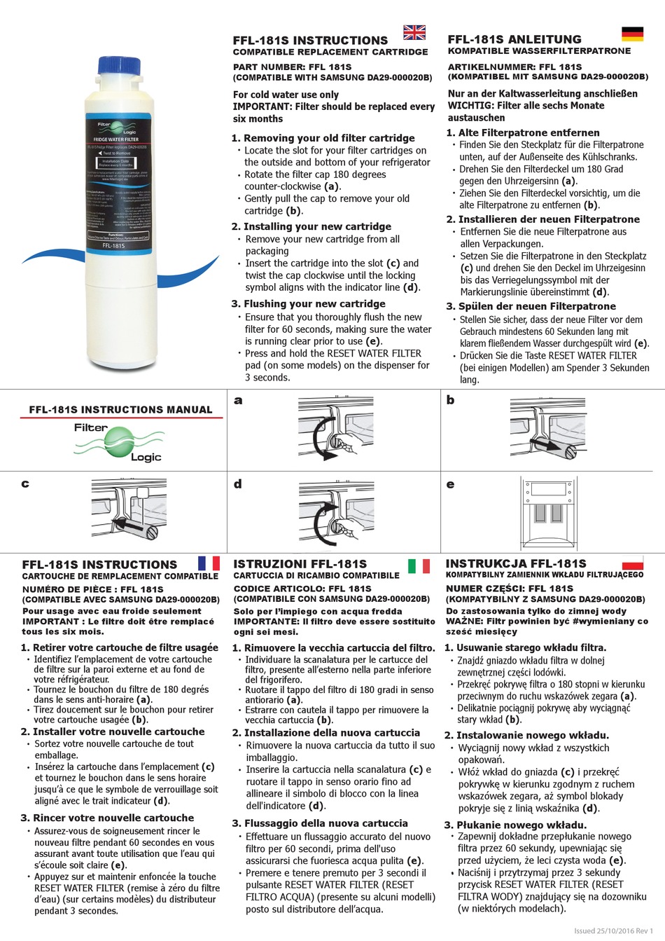 FILTER LOGIC FFL181S INSTRUCTIONS Pdf Download ManualsLib