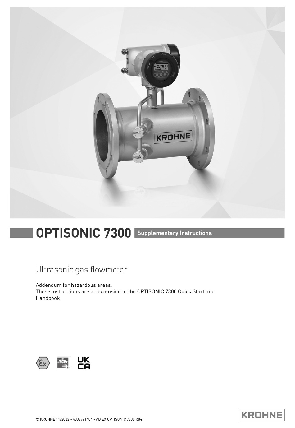 KROHNE OPTISONIC 7300 SUPPLEMENTARY INSTRUCTIONS MANUAL Pdf Download ...