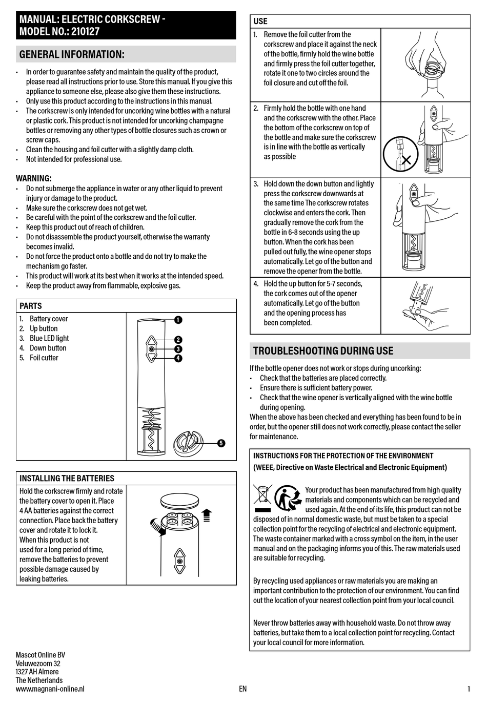 MASCOT 210127 MANUAL Pdf Download | ManualsLib