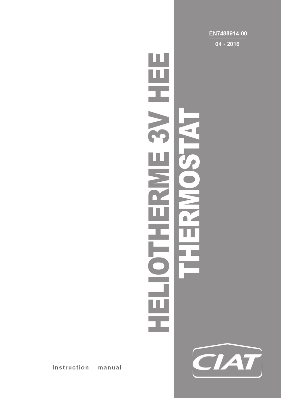 CIAT HELIOTHERME 3V HEE INSTRUCTION MANUAL Pdf Download ManualsLib