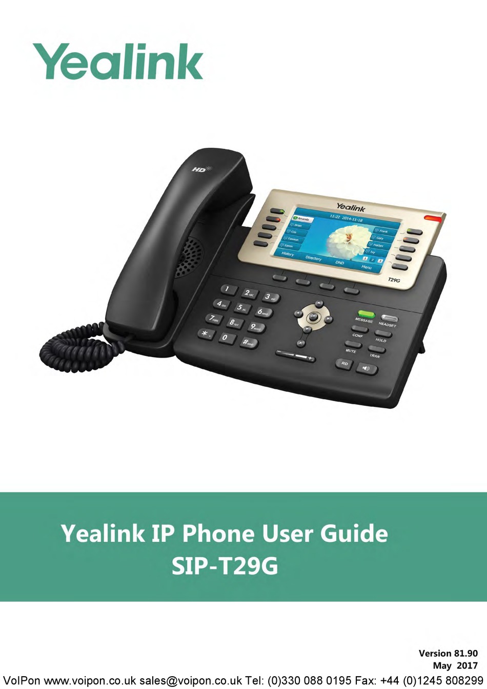 YEALINK SIPT29G USER MANUAL Pdf Download ManualsLib
