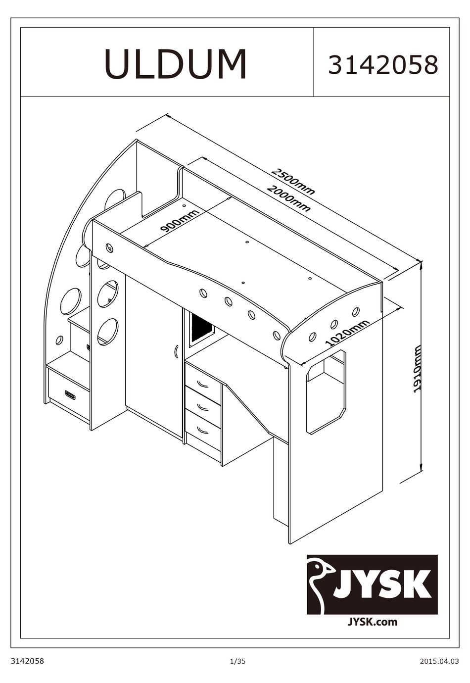 JYSK ULDUM 3142058 MANUAL Pdf Download ManualsLib